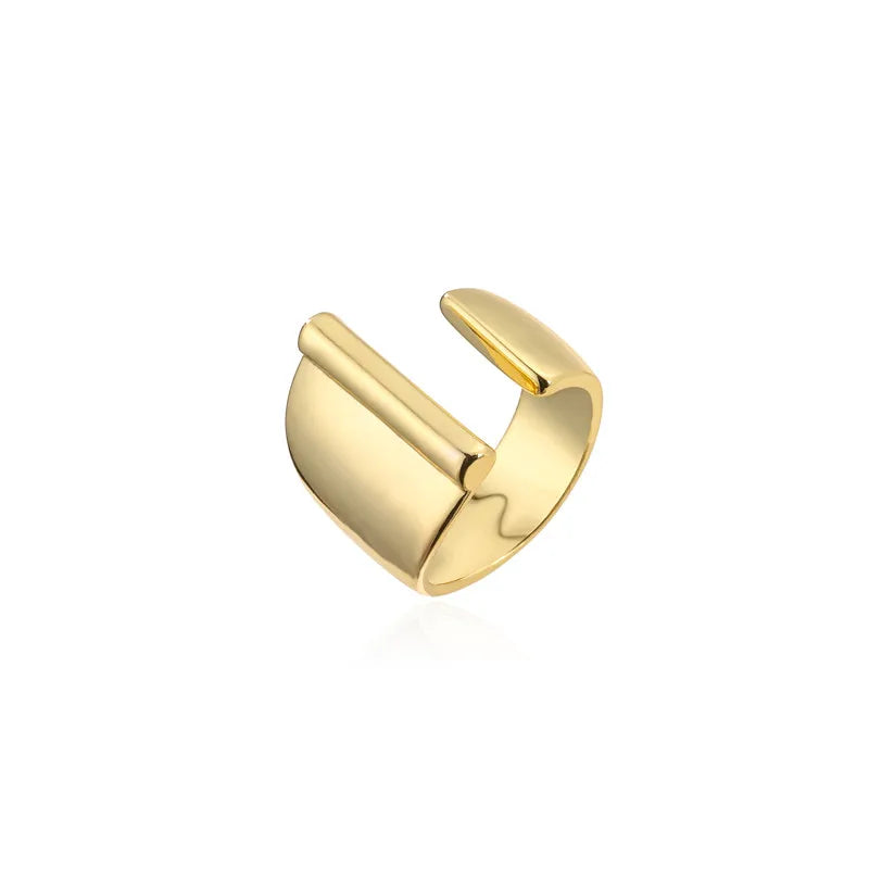 Hollow A-Z Letter Adjustable Opening Ring For Women – Gold Plated