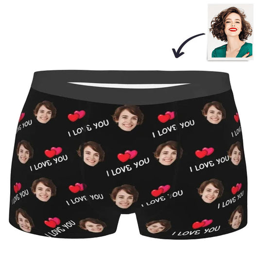 Personalised Boxer Briefs with Custom Photo - I Love You