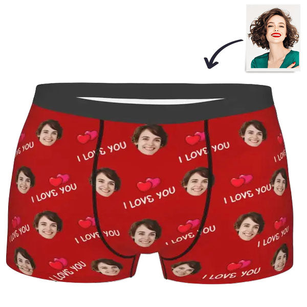 Personalised Boxer Briefs with Custom Photo - I Love You