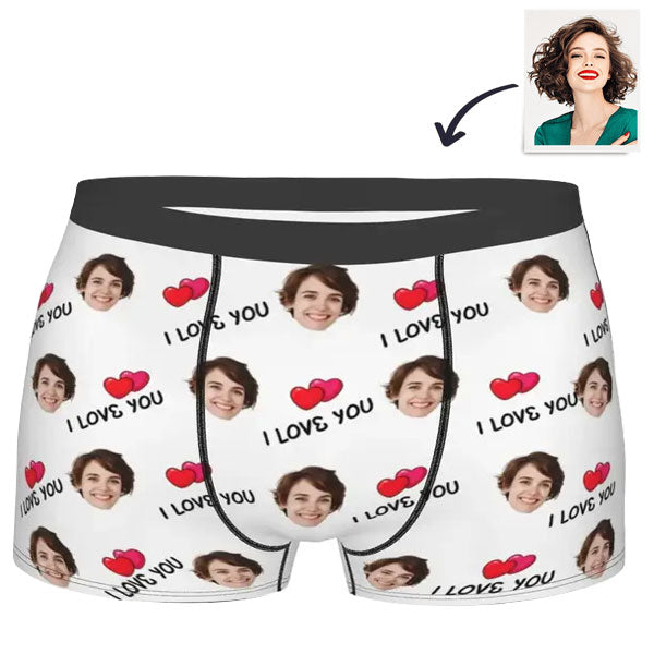 Personalised Boxer Briefs with Custom Photo - I Love You