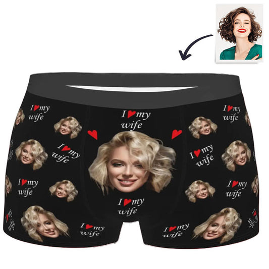 Personalised Boxer Briefs with Custom Photo - I Love My Wife