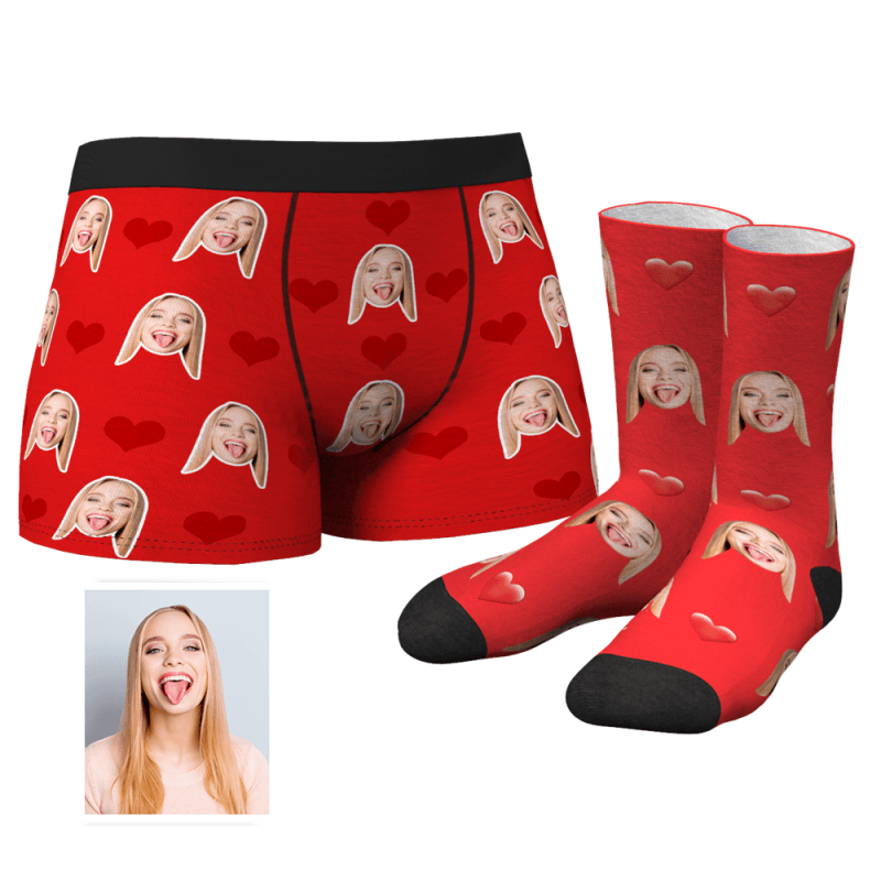 Personalised Boxer Briefs and matching Socks with Custom Photo