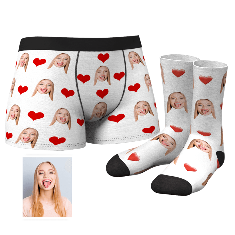 Personalised Boxer Briefs and matching Socks with Custom Photo